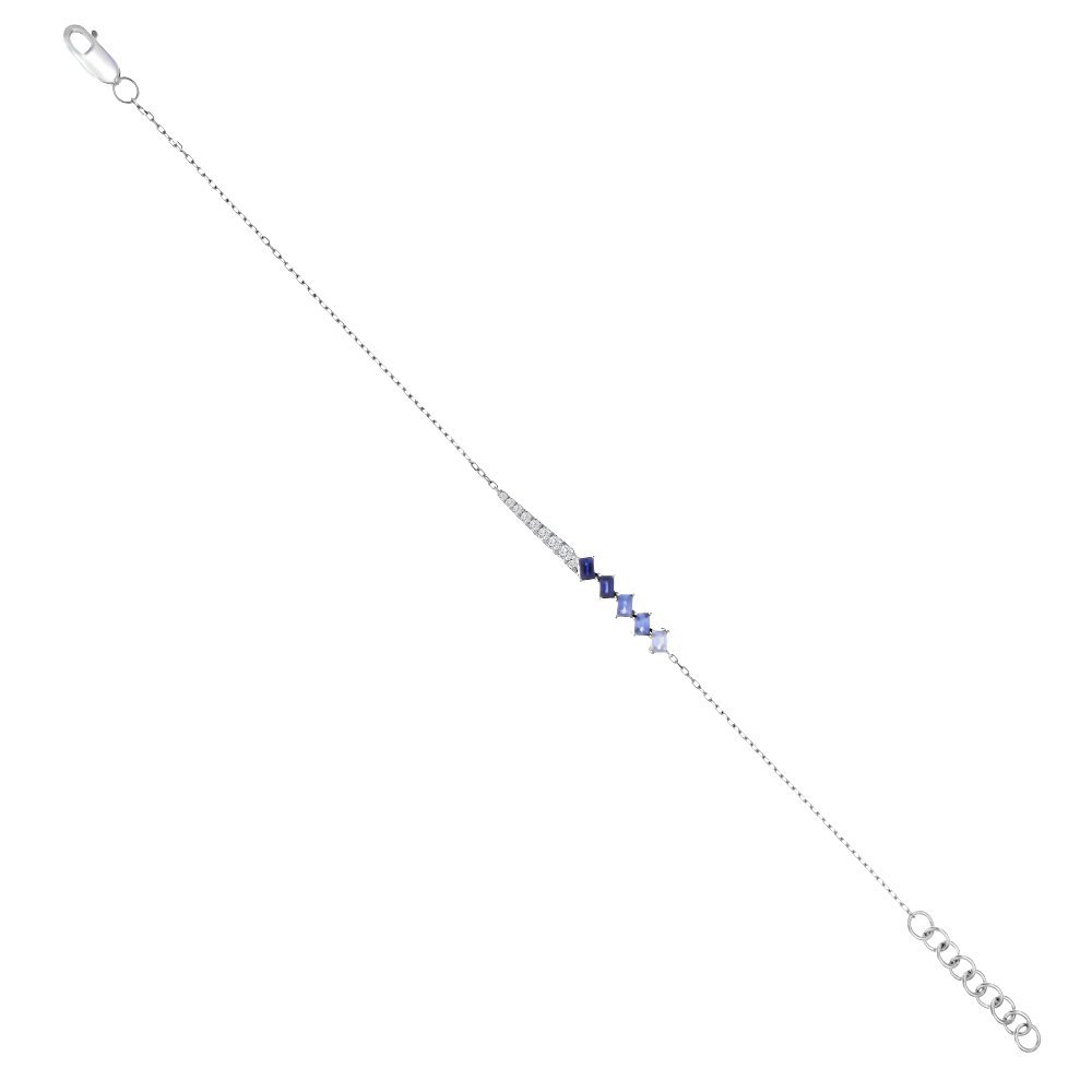 Ombré Sapphire Diamond Bracelet in 18K White Gold