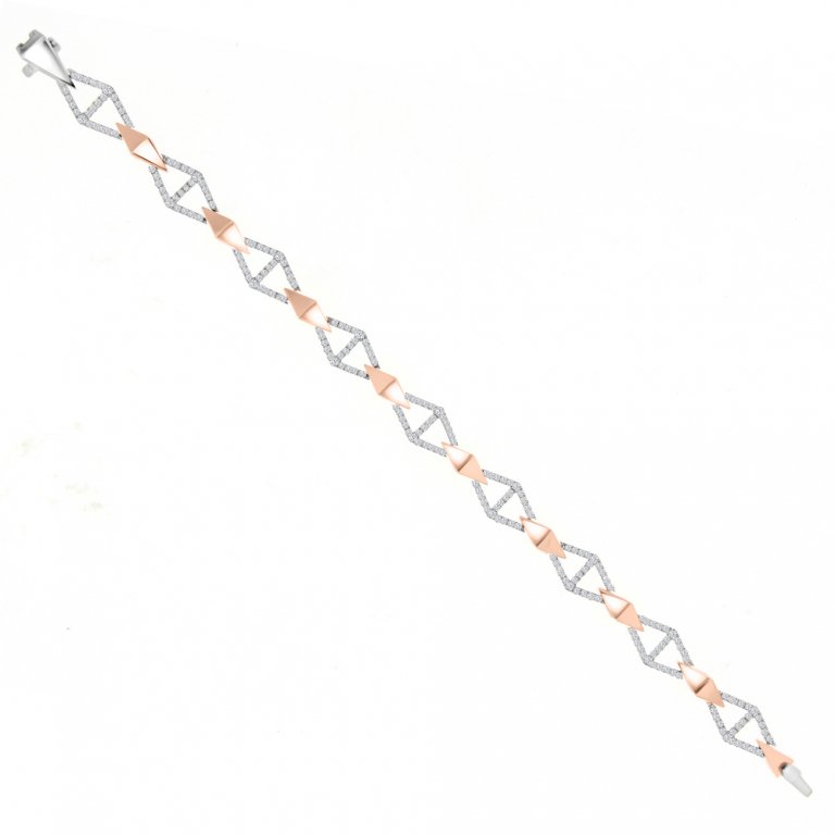 Diamond Links Bracelet in 18K White Gold, 18K Rose Gold