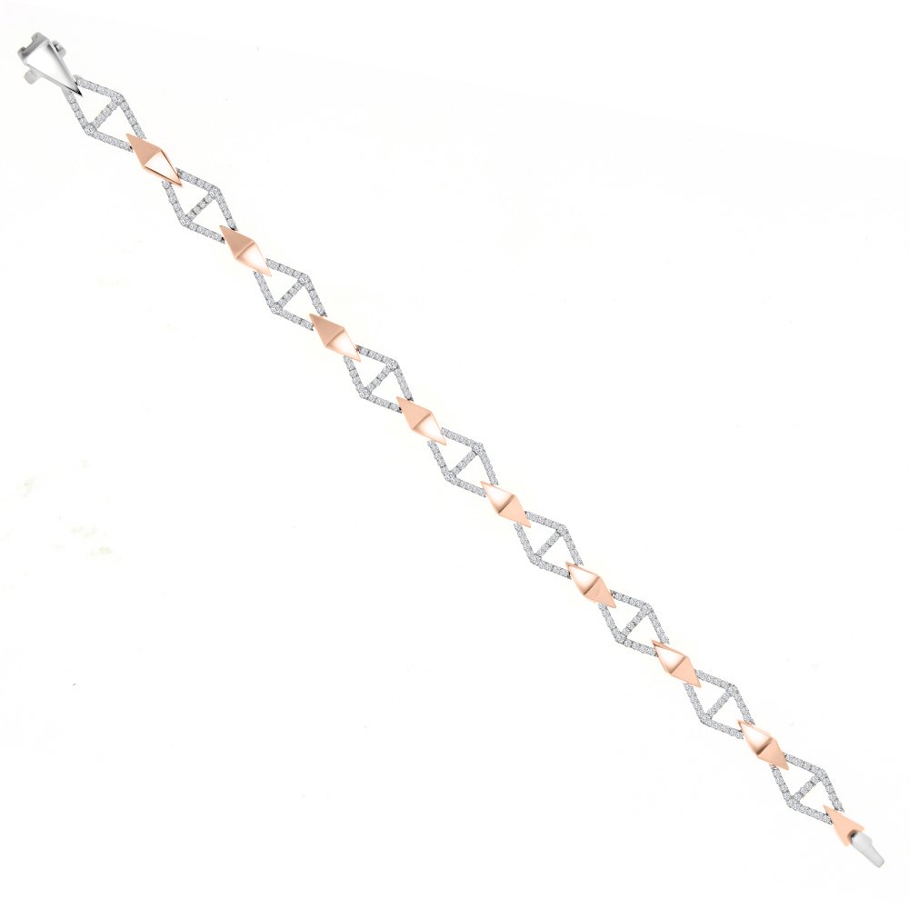 Diamond Links Bracelet in 18K White Gold, 18K Rose Gold