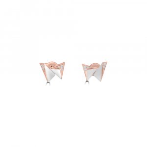 Pink Mother of Pearl Diamond Geometric Stud Earrings
