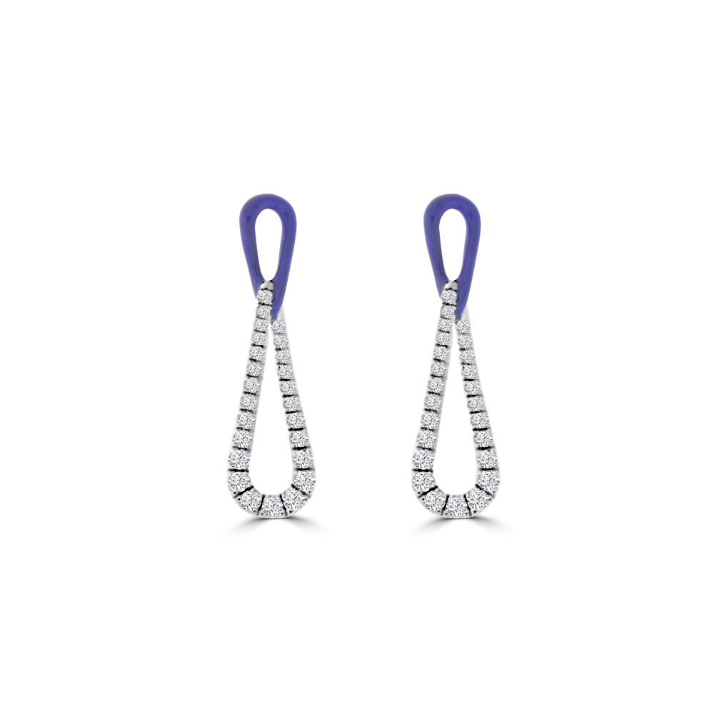 Diamond Enamel Infinity Drop Earrings