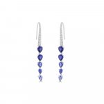 Ombré Sapphire Diamond Drop Earrings in 18K White Gold
