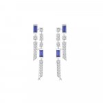 Sapphire Diamond Cascade Drop Earrings in 18K White Gold