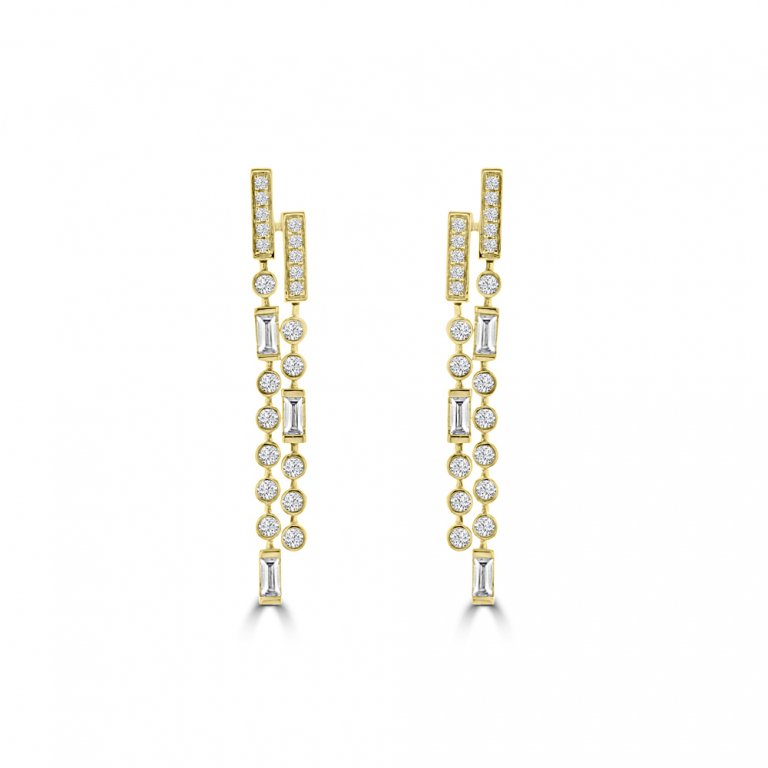 Diamond Cascade Drop Earrings in 18K Yellow Gold