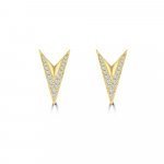 Diamond Double V-Shaped Stud Earrings in 18K Yellow Gold