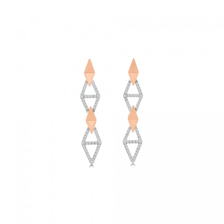 Diamond Links Drop Earrings in 18K White Gold, 18K Rose Gold