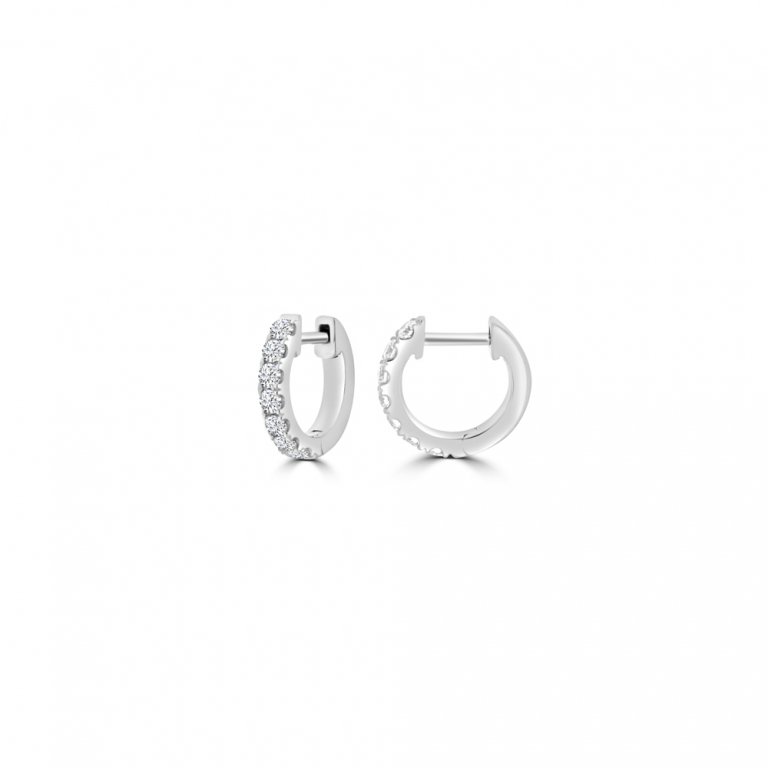 Diamond Claw Set Huggie Earrings (S) in 18K White Gold