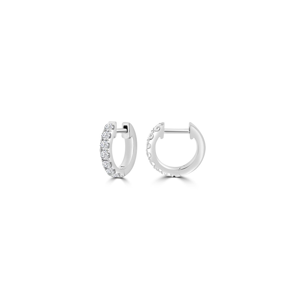 Diamond Claw Set Huggie Earrings (S)