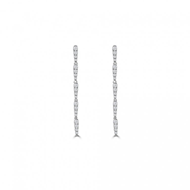 Diamond Vertical Drop Earrings in 18K White Gold