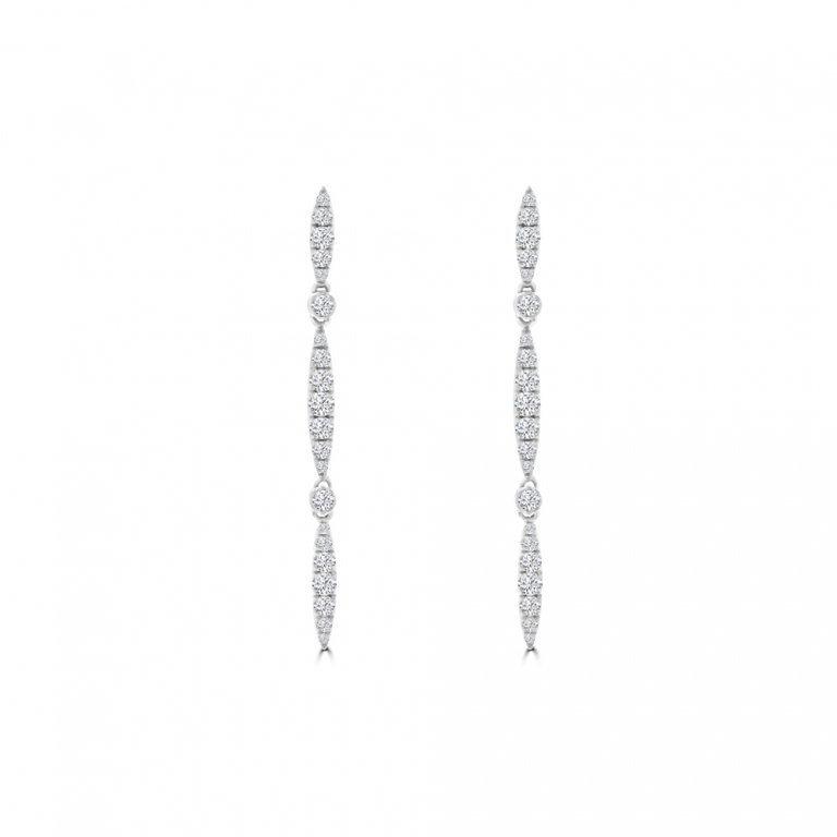 Diamond Vertical Drop Earrings in 18K White Gold