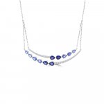 Ombré Sapphire Diamond Curve Necklace in 18K White Gold