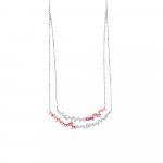 Ombré Pink Sapphire Ruby Diamond Curve Necklace in 18K White Gold, 18K Rose Gold