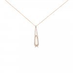 Pink Quartz Diamond Drop Pendant with Chain in 18K Rose Gold