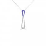 Diamond Enamel Infinity Drop Pendant with Chain in 18K White Gold