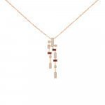 Ruby Diamond Cascade Pendant with Chain in 18K Rose Gold