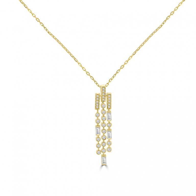 Diamond Cascade Pendant with Chain in 18K Yellow Gold