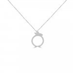 Diamond Pavé Bunny Pendant with Chain in 18K White Gold