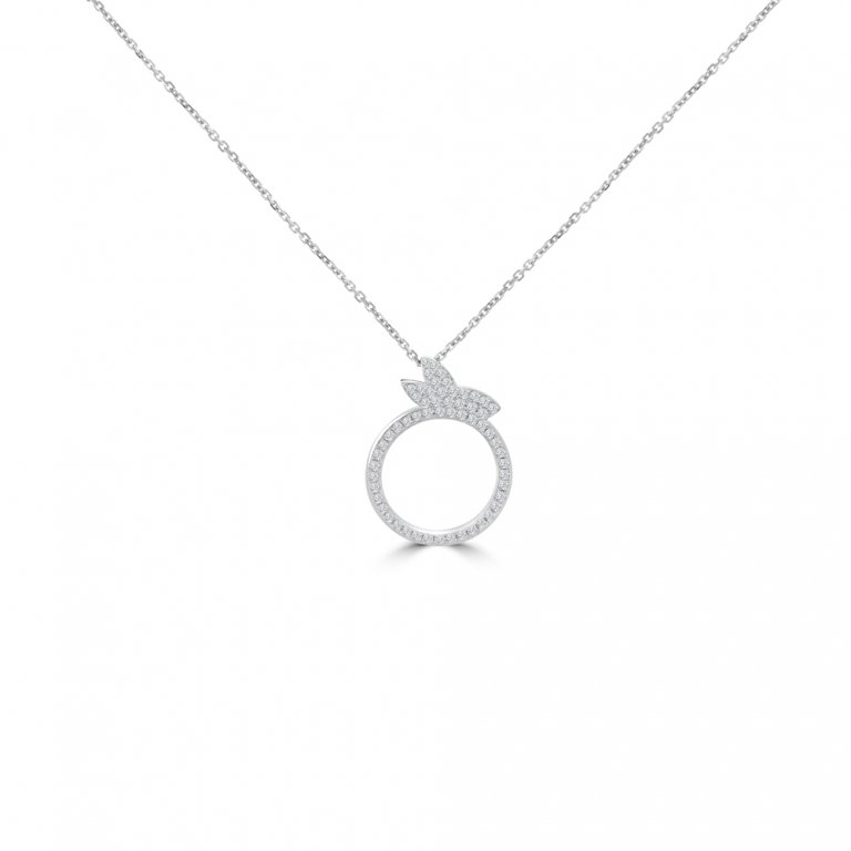Diamond Pavé Bunny Pendant with Chain in 18K White Gold