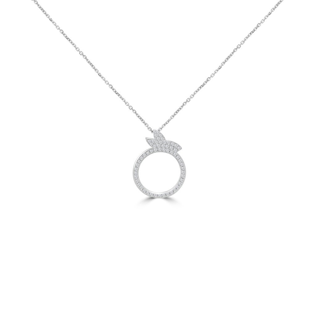 Diamond Pavé Bunny Pendant with Chain in 18K White Gold