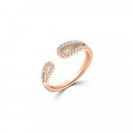 Pink Quartz Diamond Teardrop Ring in 18K Rose Gold