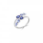 Ombré Sapphire Diamond Ring in 18K White Gold