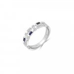 Sapphire Diamond Double Row Ring in 18K White Gold