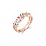Pink Sapphire Double Row Ring in 18K Rose Gold