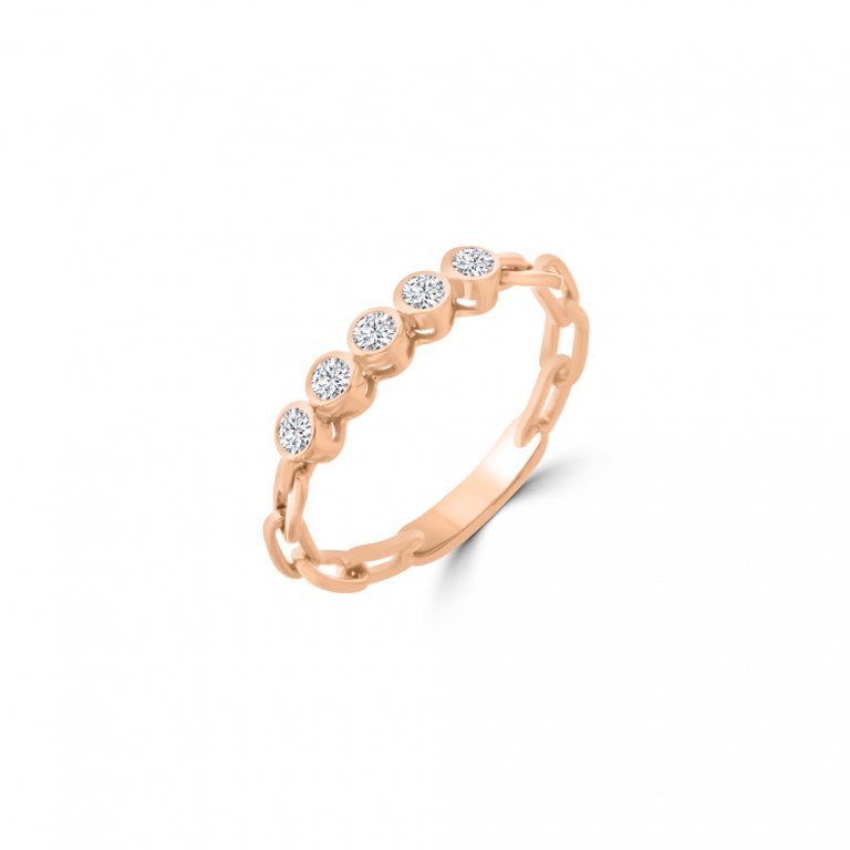 Diamond Chain Ring in 18K Rose Gold