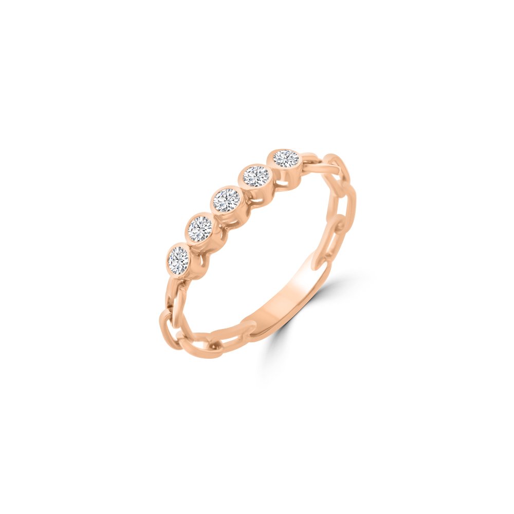 Diamond Chain Ring in 18K Rose Gold