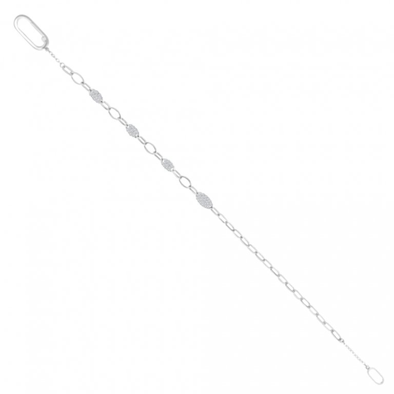Diamond Paperclip Chain Bracelet in 18K White Gold