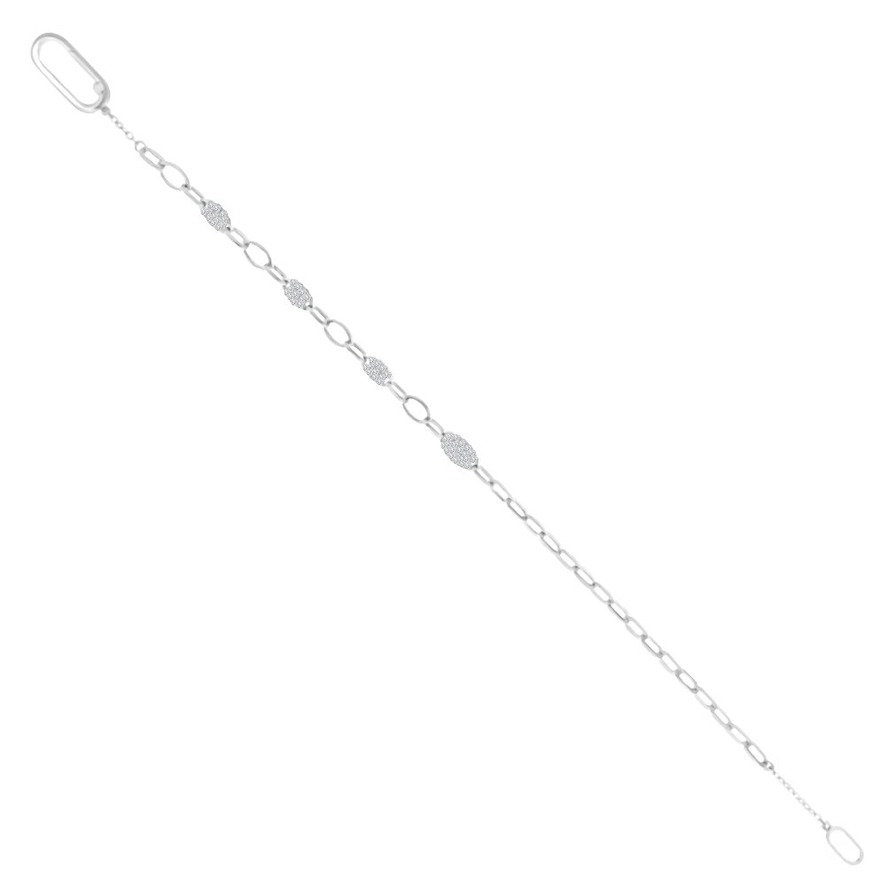 Diamond Paperclip Chain Bracelet in 18K White Gold