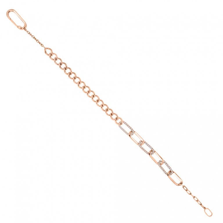 Diamond Curb Chain Bracelet in 18K Rose Gold