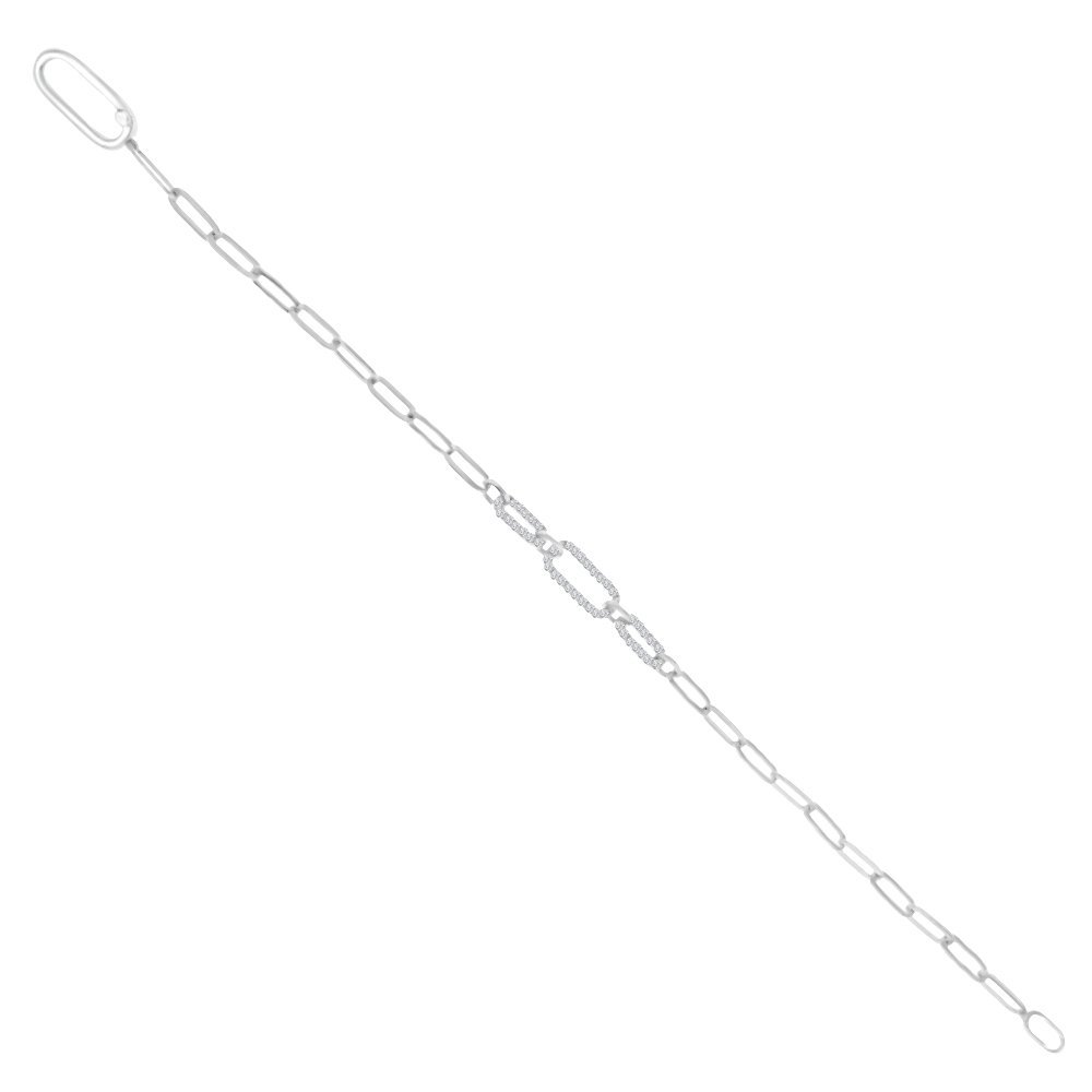 Diamond Paperclip Chain Bracelet in 18K white gold