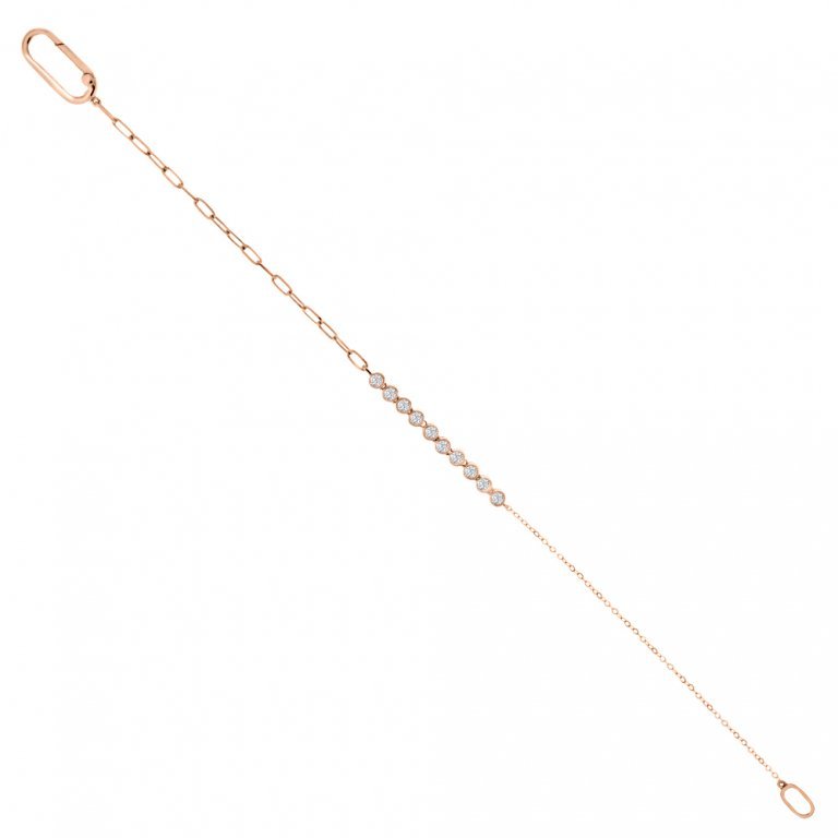 Diamond Paperclip Chain Bracelet in 18K Rose Gold