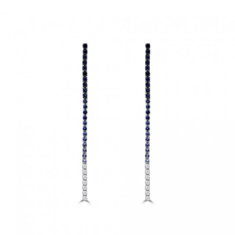 Graduated Sapphire Diamond Drop Earrings
