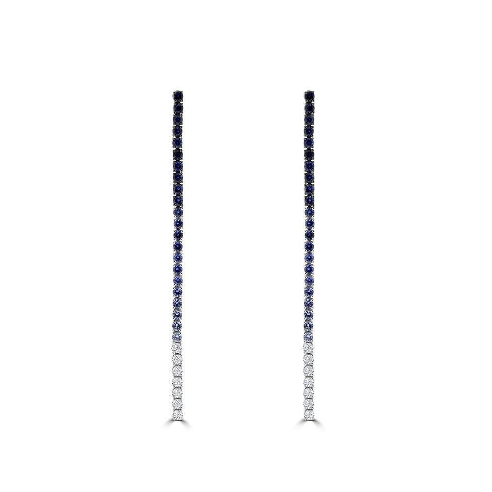 Graduated Sapphire Diamond Drop Earrings