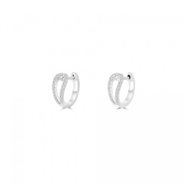 Diamond Teardrop Huggie Earrings in 18K White Gold