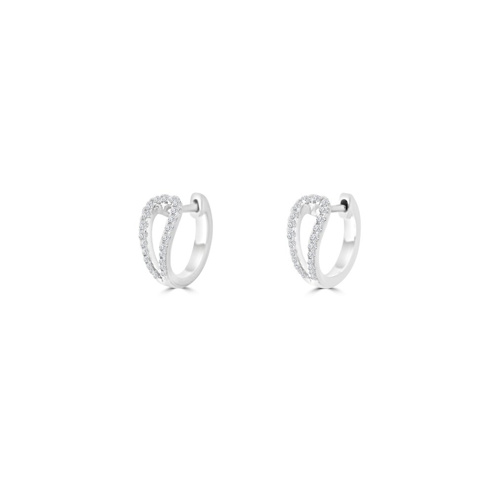 Diamond Teardrop Huggie Earrings in 18K White Gold