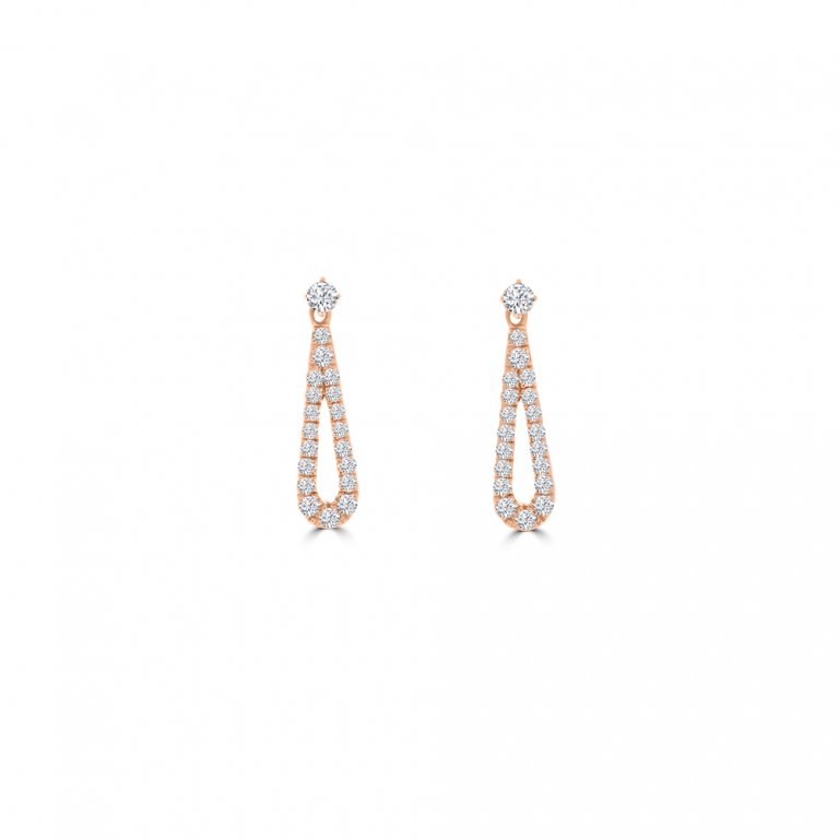 Diamond Open Drop Earrings in 18K Rose Gold