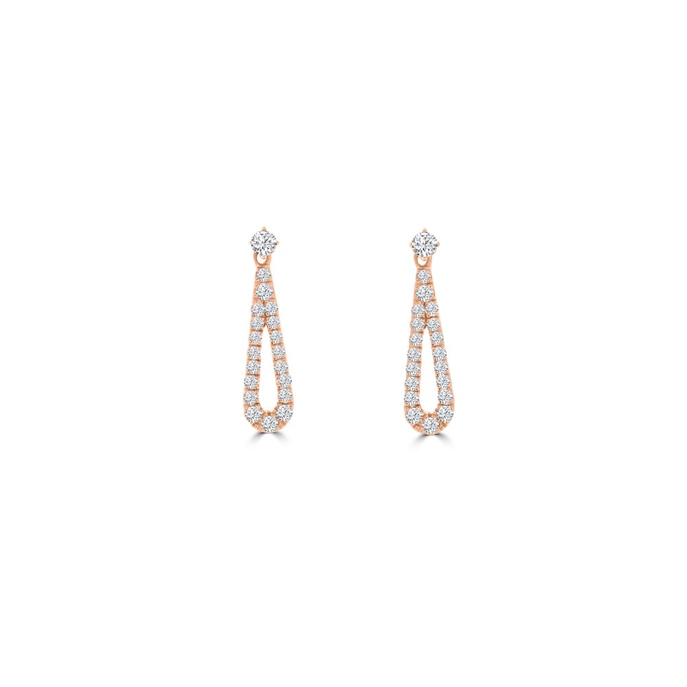 Diamond Open Drop Earrings in 18K Rose Gold