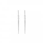 Diamond Line Drop Earrings In 18K White Gold