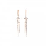 Diamond Cascade Huggie Drop Earrings in 18K Rose Gold