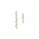 Yellow Sapphire Diamond Cluster Drop Earrings in 18K White Gold, 18K Yellow Gold