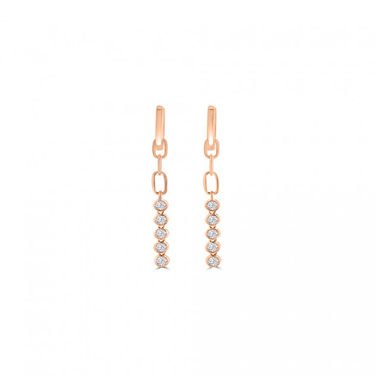 Diamond Paperclip Chain Earrings in 18K Rose Gold