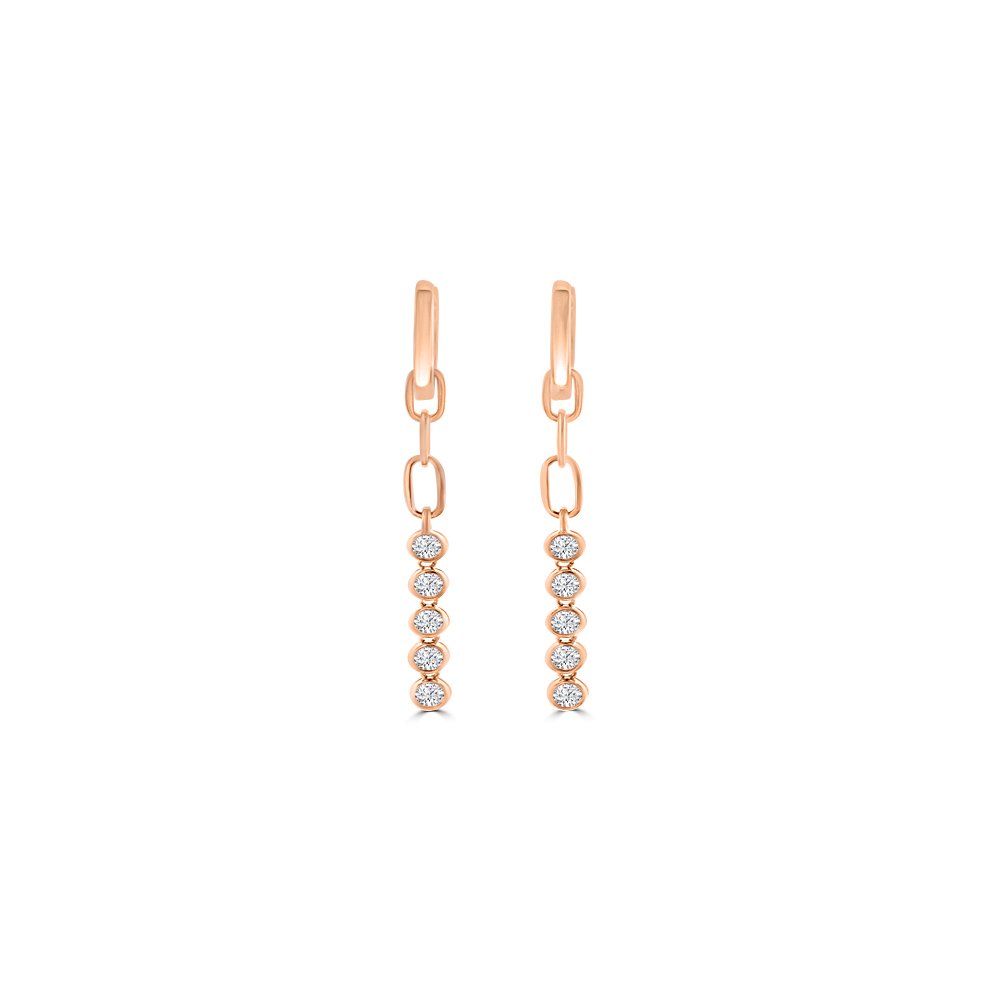 Diamond Paperclip Chain Earrings in 18K Rose Gold