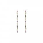 Multi Sapphire Aquamarine Green Garnet Diamond Drop Earrings in 18K Yellow Gold