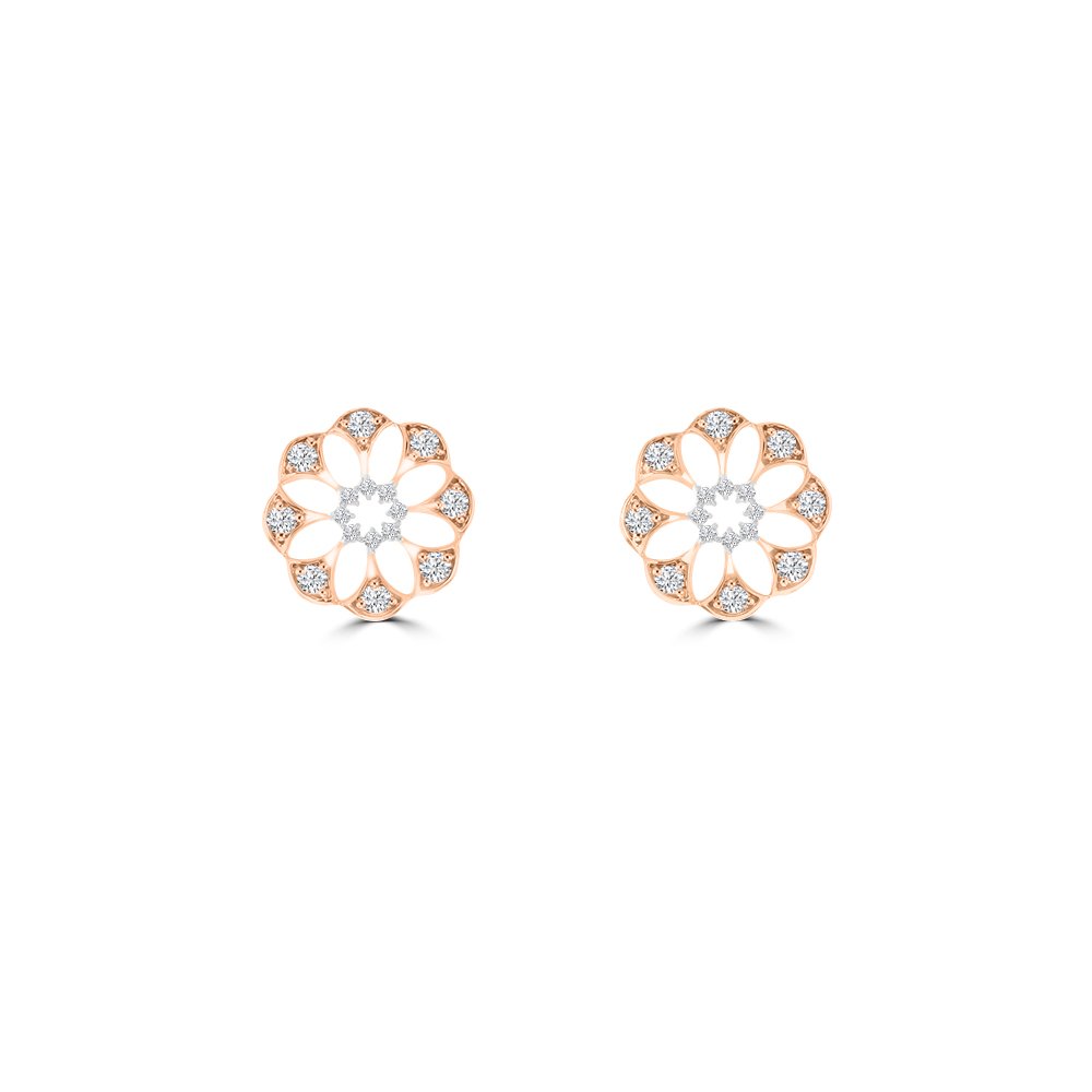 Diamond Floral Openwork Stud Earrings