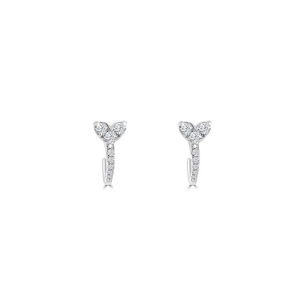 Diamond Heart Half Hoop Earrings
