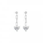 Diamond Heart Links Drop Earrings
