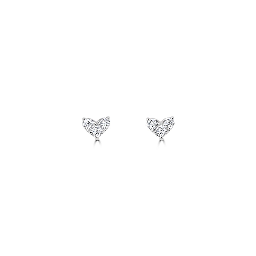 Diamond Heart Stud Earrings